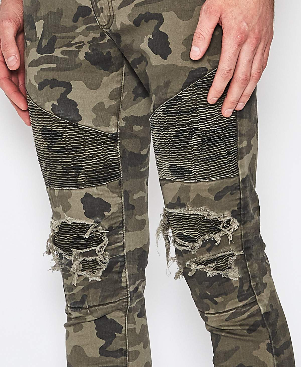 Camouflage store biker jeans