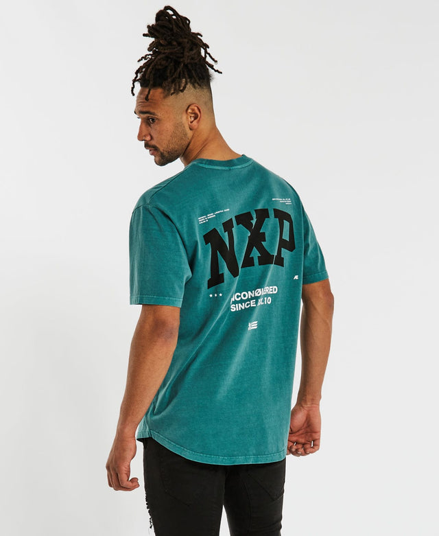 Nena & Pasadena Conquered Box Fit Scoop T-Shirt Pigment Hydro Blue Green