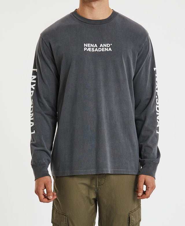 Nena & Pasadena Exchange Relaxed Long Sleeve T-Shirt Pigment Asphalt Grey