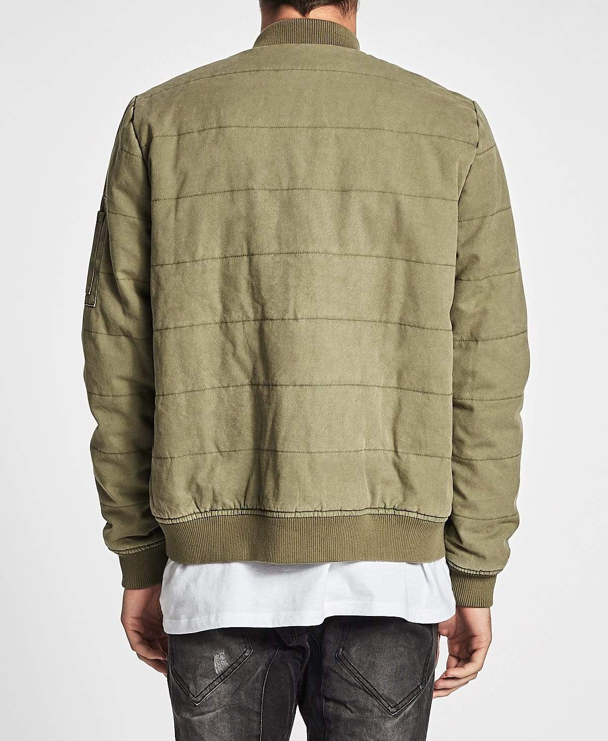 Green canvas outlet bomber jacket