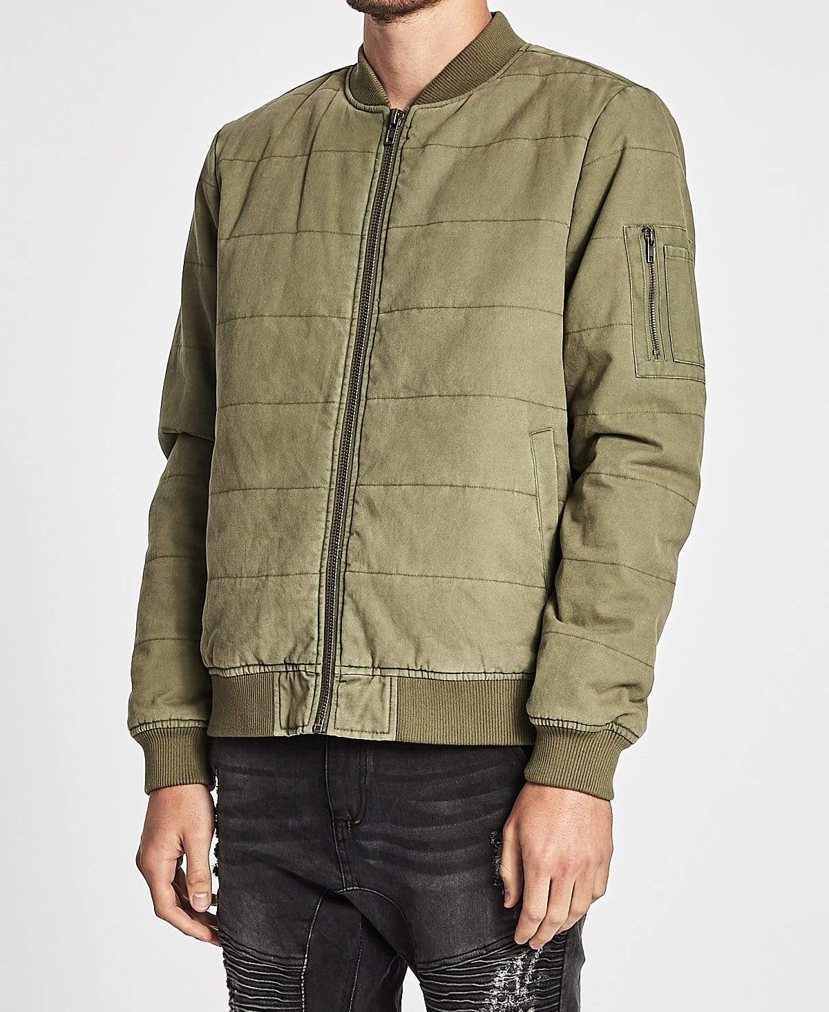 Green canvas deals bomber jacket