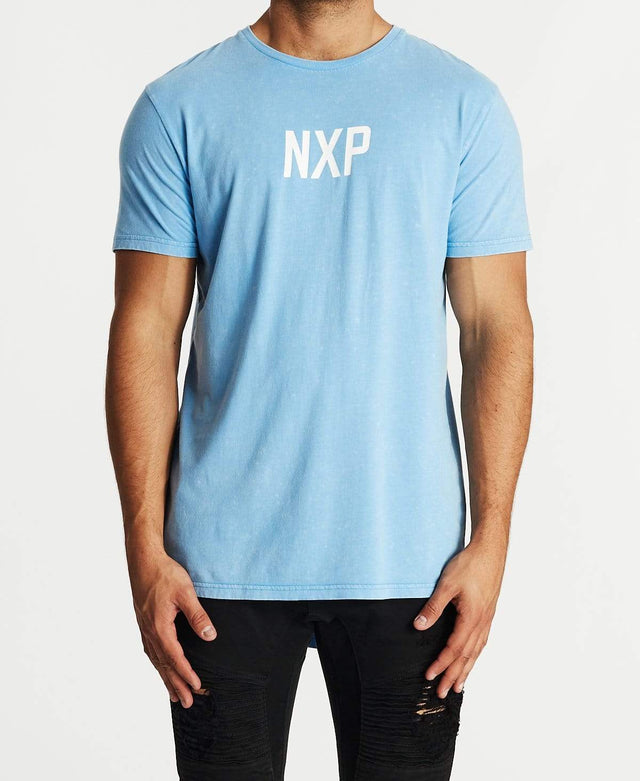 Nena & Pasadena Machinery Scoop Back T-Shirt Acid Azure Blue