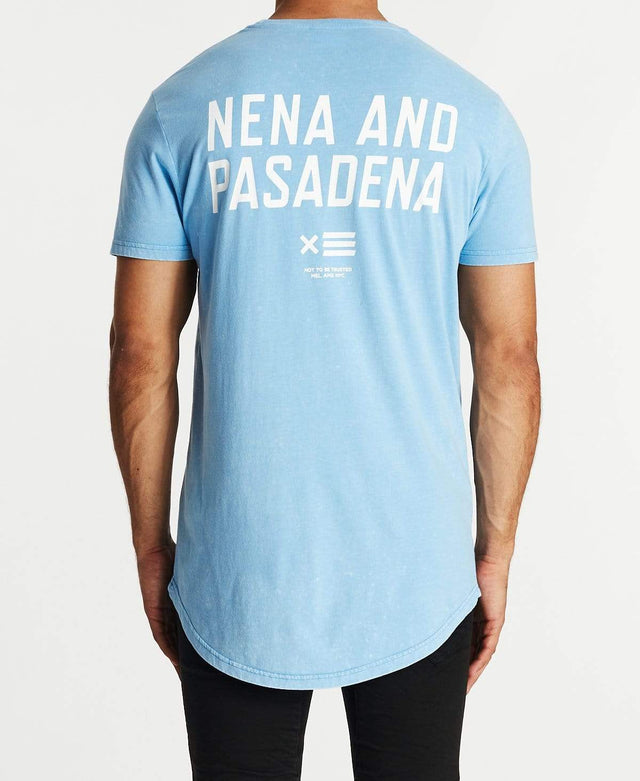 Nena & Pasadena Machinery Scoop Back T-Shirt Acid Azure Blue