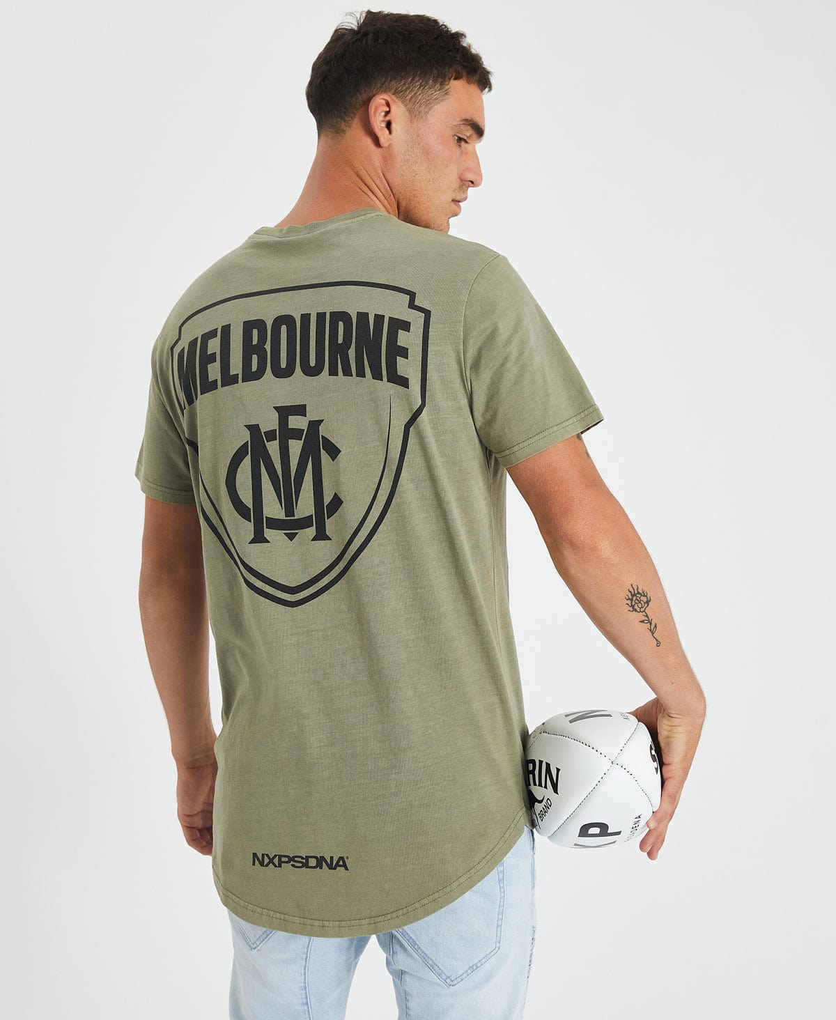 Melbourne Demons Curved Hem T-Shirt Pigment Khaki – Neverland Store