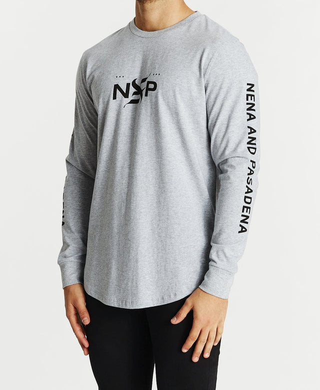 Nena & Pasadena Mile High Cape Back Long Sleeve T-Shirt Grey Marle