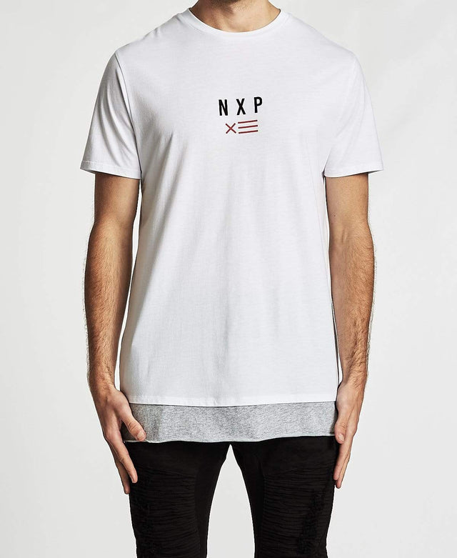 Nena & Pasadena Never Say Die Layered Hem T-Shirt White