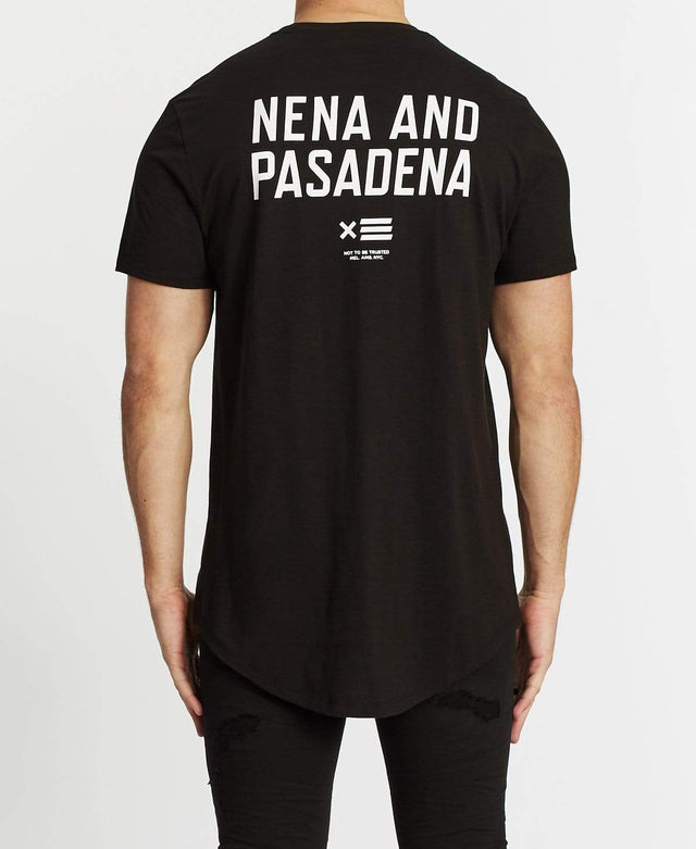 Nena & Pasadena Not To Be Trusted Cape Back T-Shirt Jet Black
