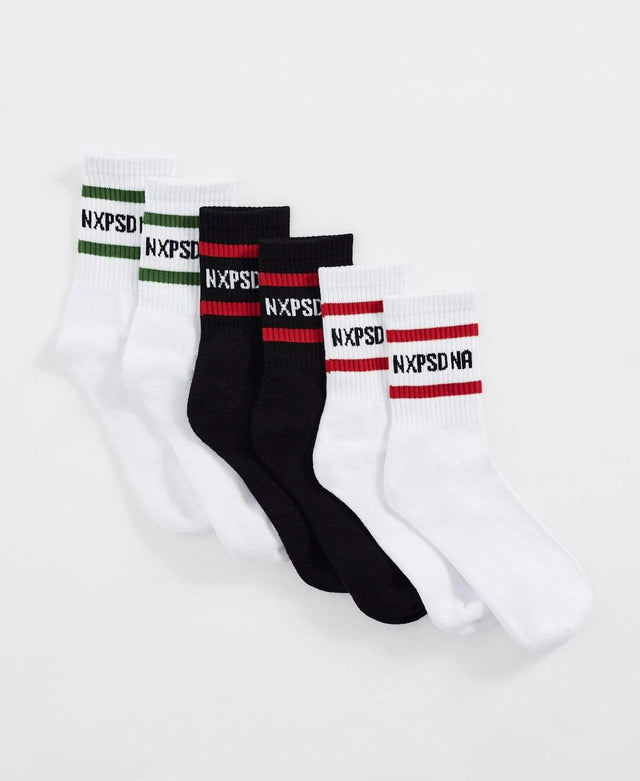 Nena & Pasadena NXP 03 Mid Socks 3 Pack Multi Colour