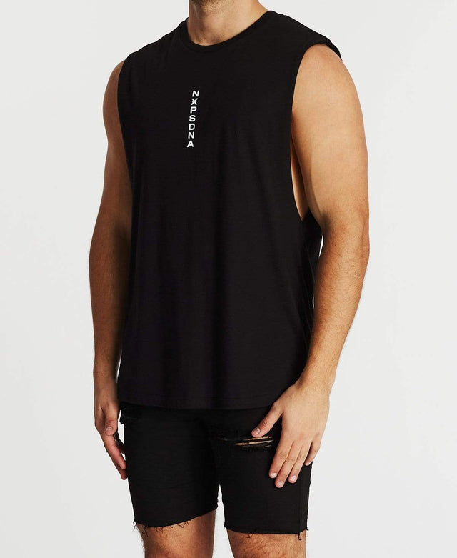 Nena & Pasadena Outgunned Scoop Back Muscle Tee All Black
