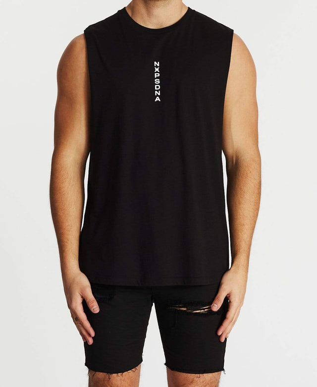 Nena & Pasadena Outgunned Scoop Back Muscle Tee All Black
