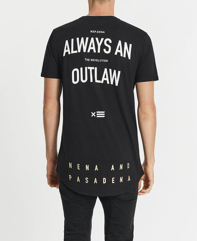 Nena & Pasadena Outlaw Cape Back T-Shirt Jet Black