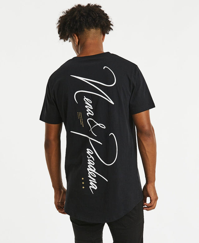 Nena & Pasadena Scripted Cape Back T-Shirt Jet Black