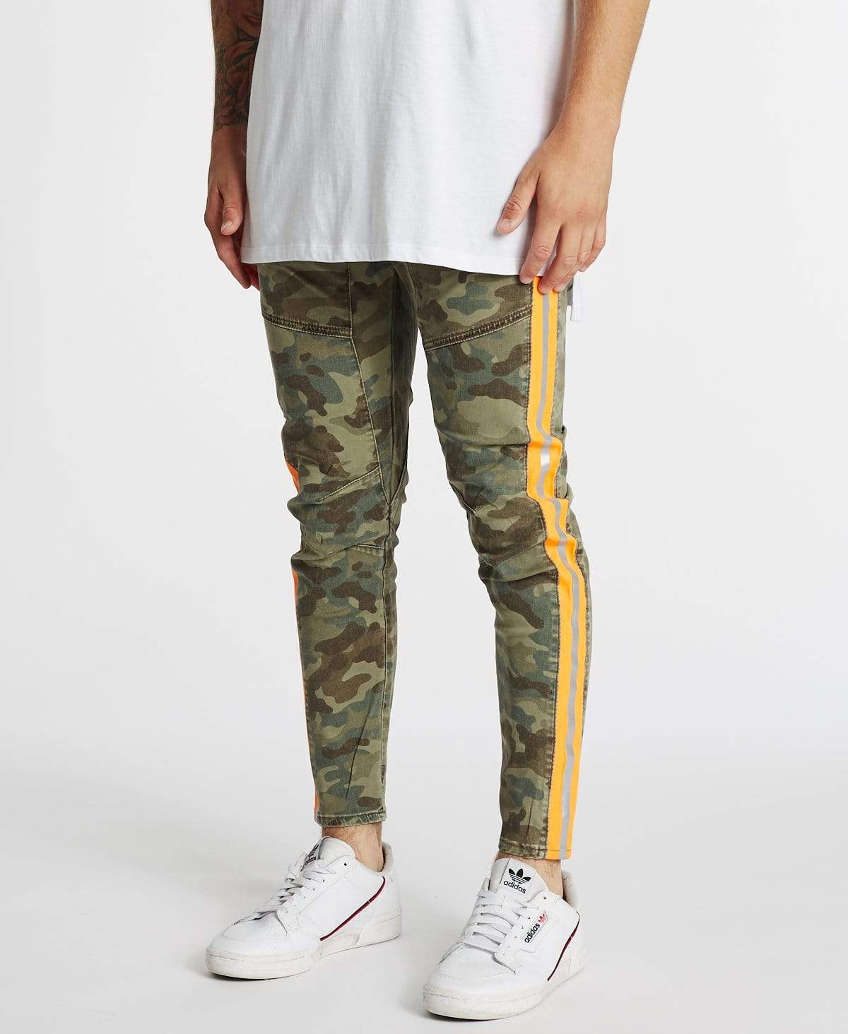 Camo pants orange on sale stripe