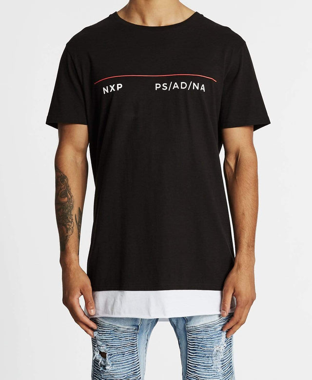 Nena & Pasadena Springfield Layered Hem T-Shirt Jet Black