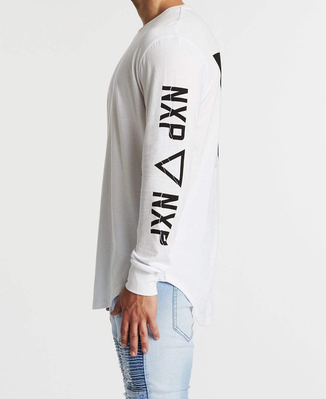 Nena & Pasadena The Breaks Dual Curved Long Sleeve T-Shirt White