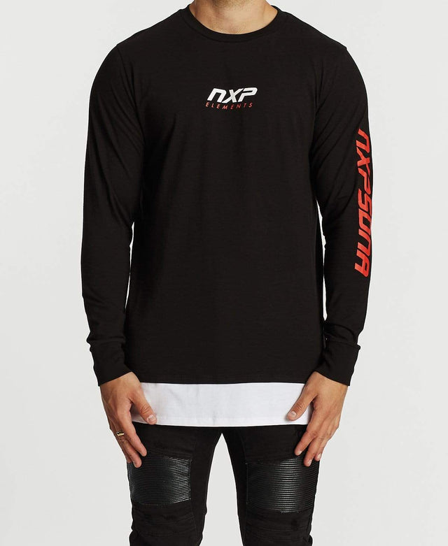 Nena & Pasadena Unending Standard Layered Long Sleeve T-Shirt Jet Black