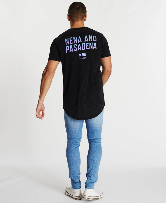 Nena & Pasadena Uninterested Cape Back T-Shirt Acid Black