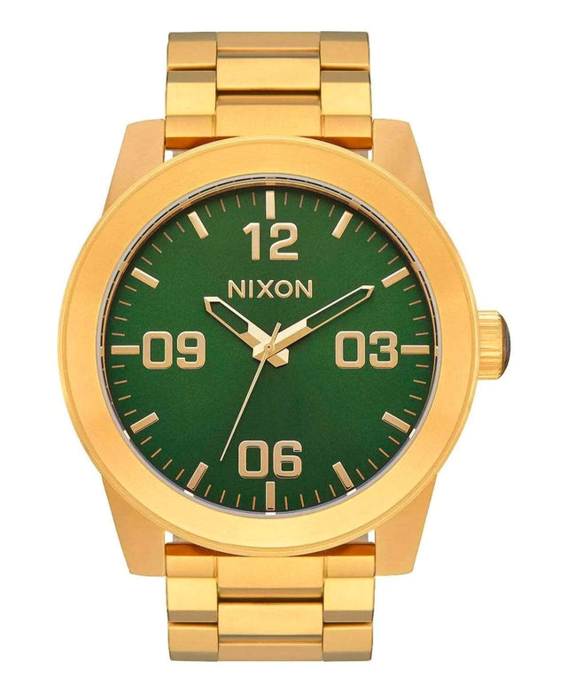 Nixon Corporal Stainless Steel Watch Gold/Green Sunray