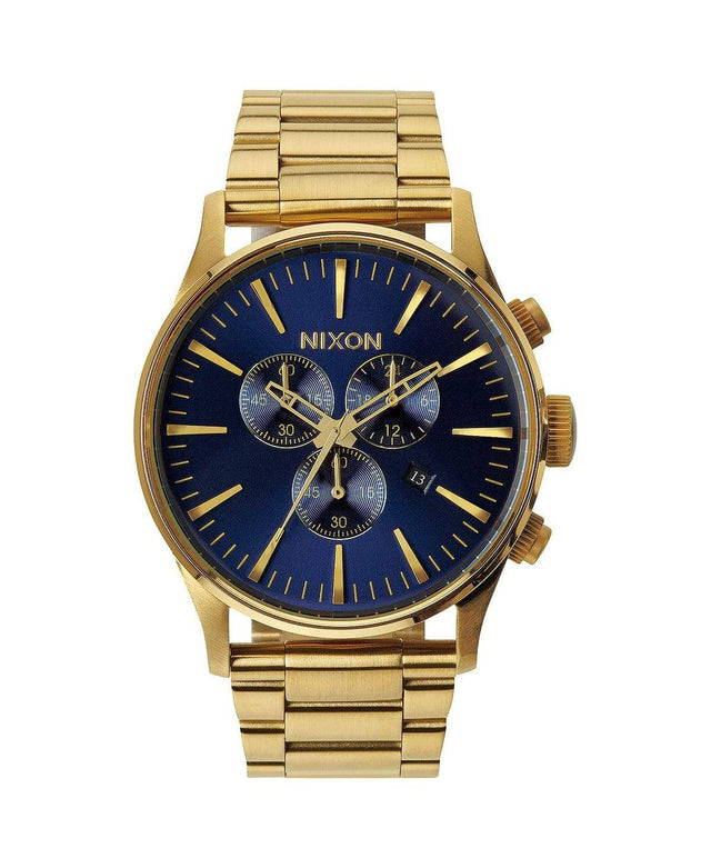 Nixon Sentry Chrono Watch Gold/Blue Sunray Gold