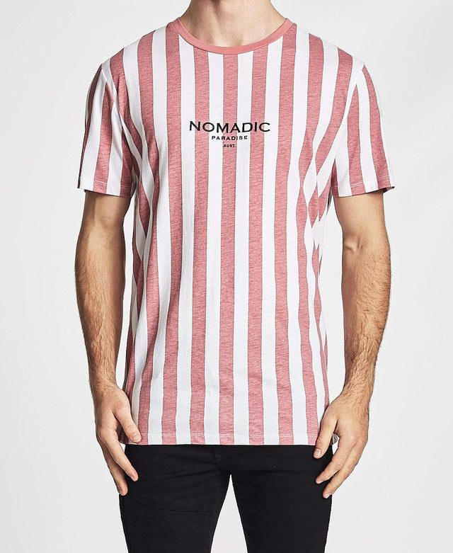 Nomadic Unwind Standard T-Shirt White/Rose Stripe