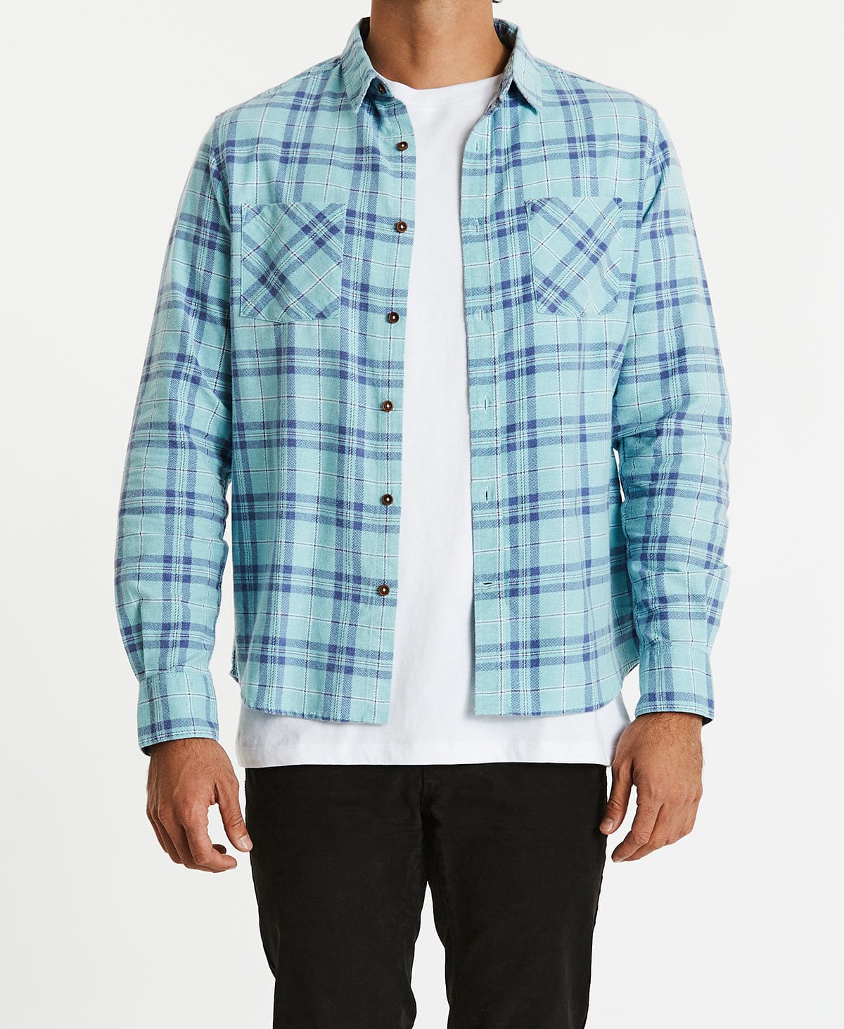 Check Long Sleeve Zip Up Shirt Blue – Neverland Store