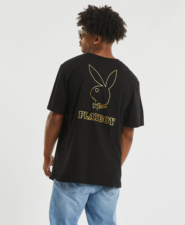 Playboy Gold Keyline Bunny Original Fit T-Shirt Black