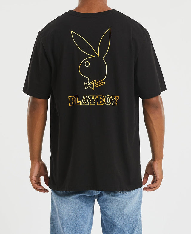 Playboy Gold Keyline Bunny Original Fit T-Shirt Black