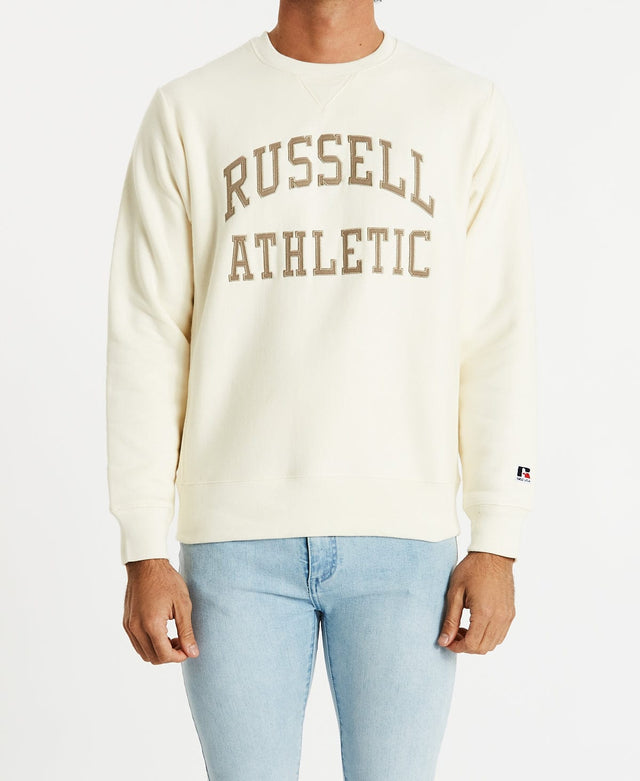 Russell Athletic Applique Arch Brand Crew Jumper Soy Neutral