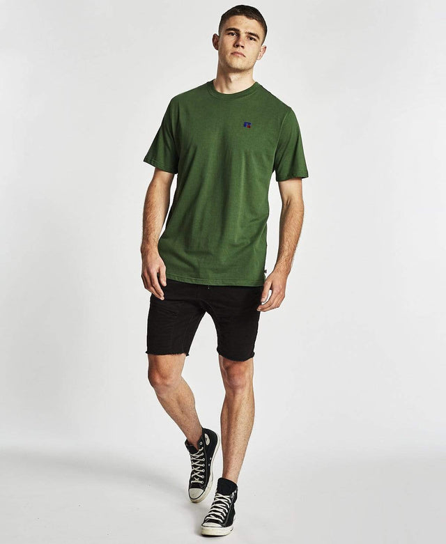 Russell Athletic Baseliner Small Embroidered T-Shirt Green