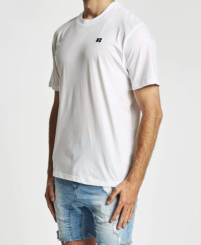 Russell Athletic Baseliner Small Embroidered T-Shirt White