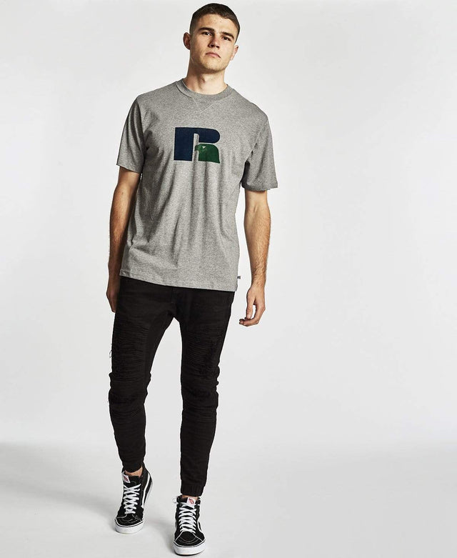 Russell Athletic Jerry Flock T-Shirt Grey Marle