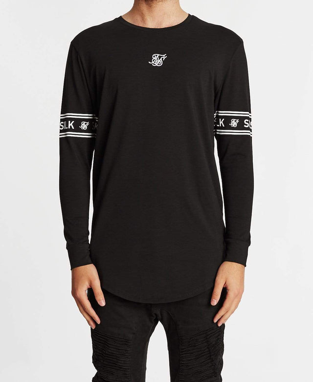 Sik Silk Branded Gym Long Sleeve T-Shirt Black