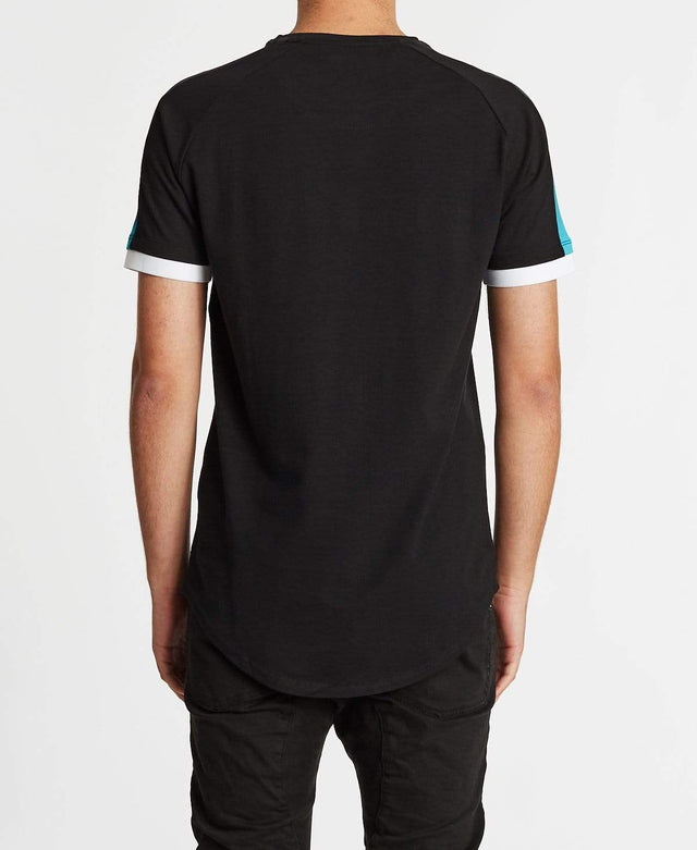 Sik Silk Inset Cuff Fade Panel Tech T-Shirt Black/Teal