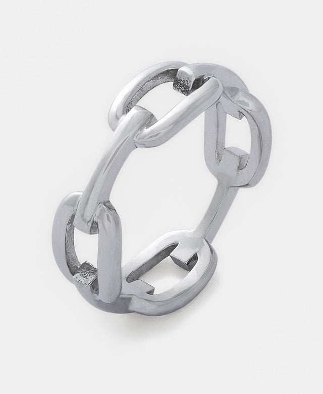 Statement Chained Ring Silver