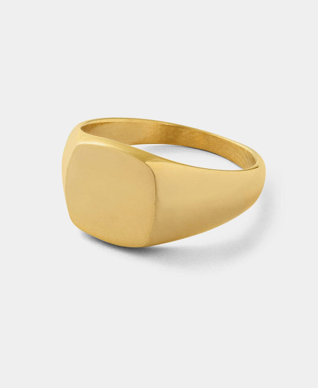 Statement Minimal Signet Ring Gold Size 10