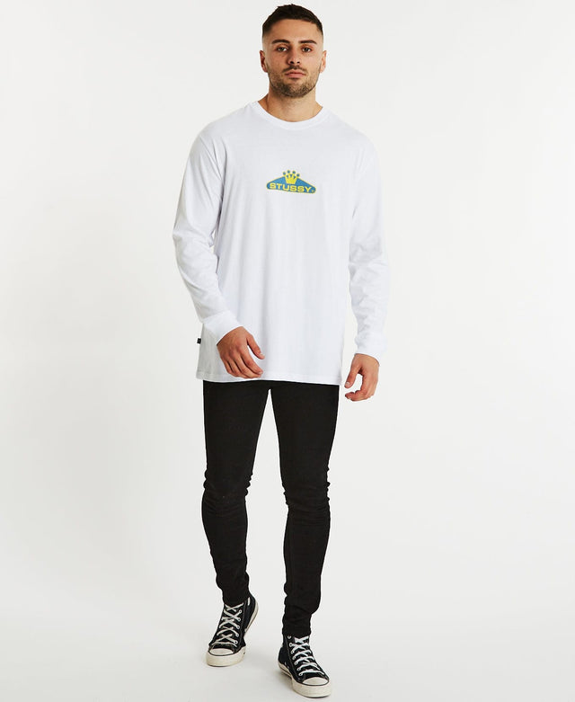 Stussy Crowned 50/50 Long Sleeve T-Shirt White