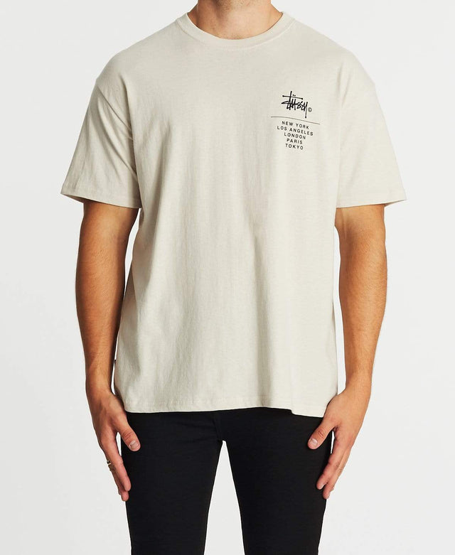 Stussy Left Chest City Stack T-Shirt Solid White Sand
