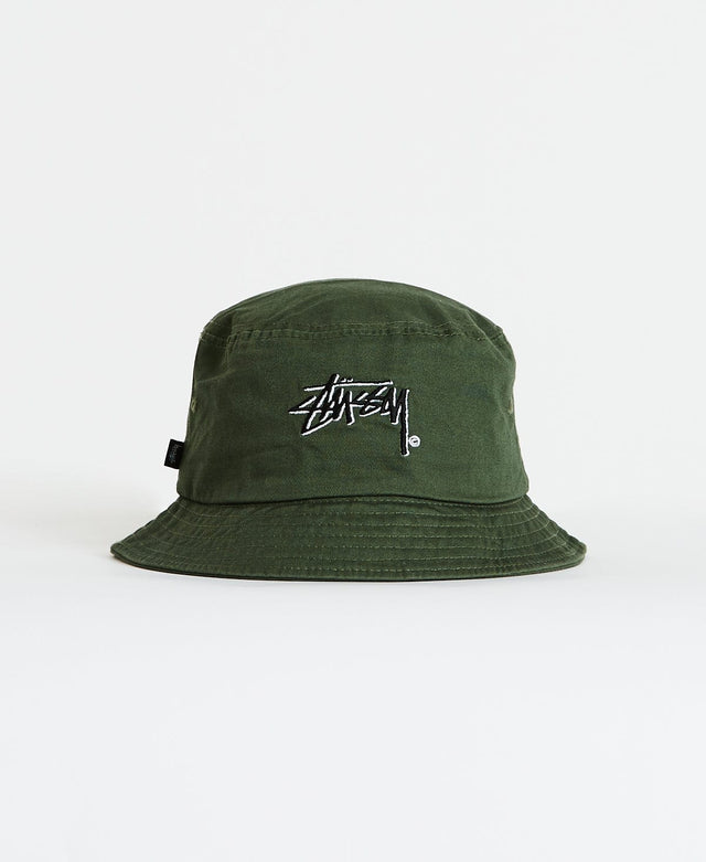 Stussy Stock Shadow Bucket Hat Forest Green