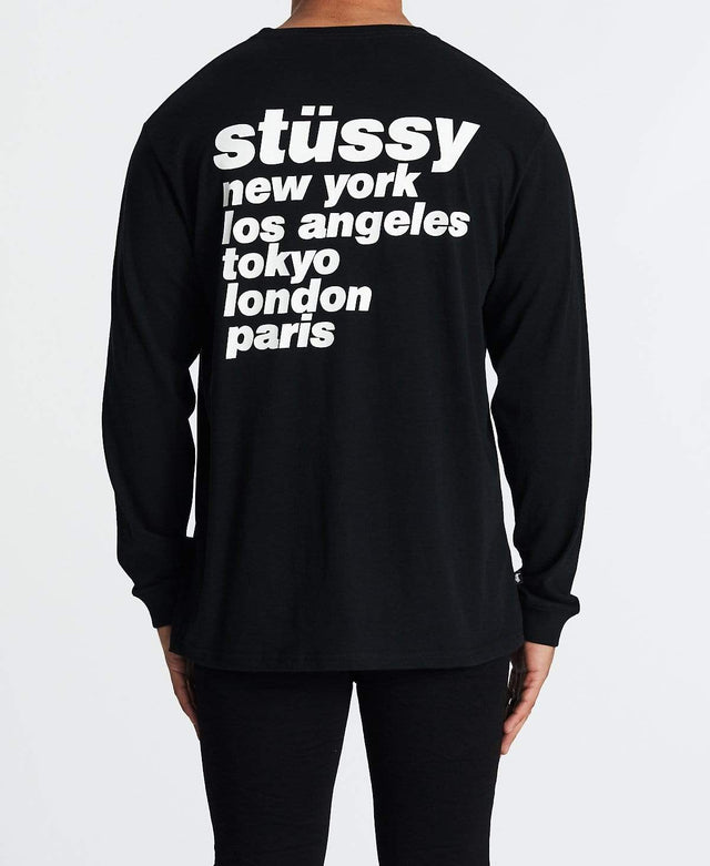 Stussy Stussy Cities Long Sleeve T-Shirt Black