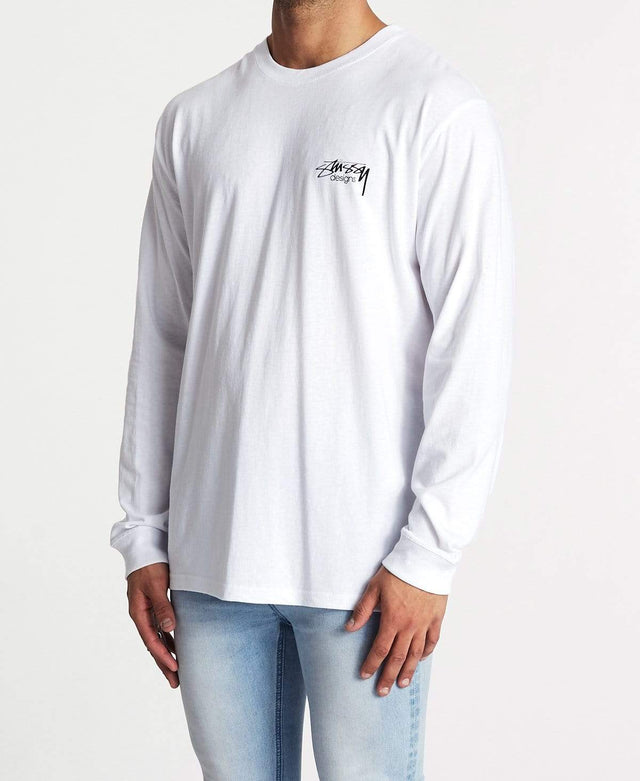 Stussy Stussy Design Long Sleeve T-Shirt Solid White