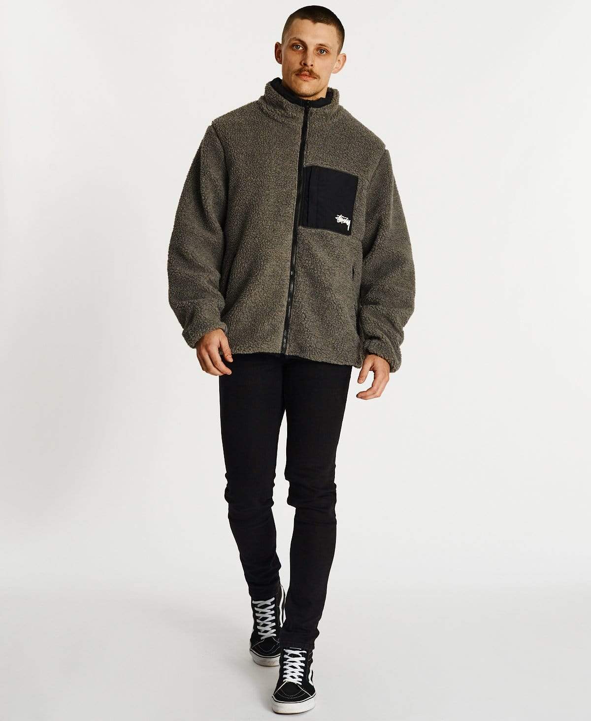 Stussy Sherpa Jacket Grey Marle Neverland Store