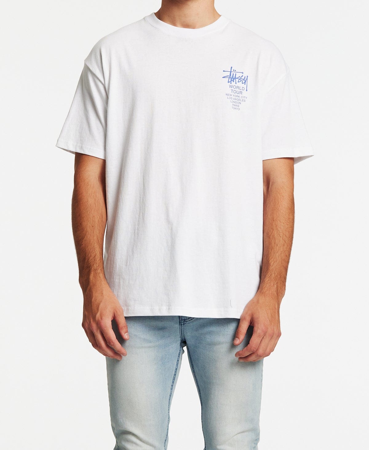 stussy world tour tee white