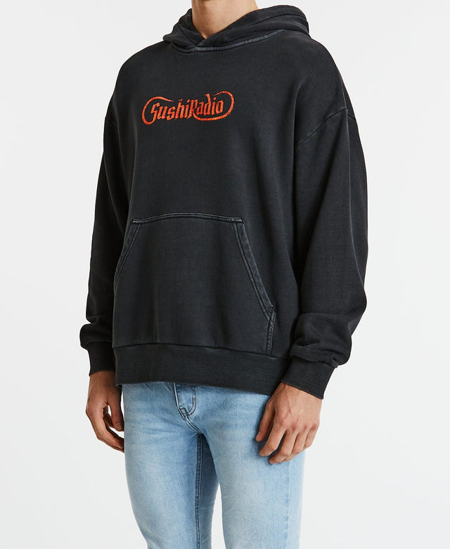 Sushi Radio Battle Relaxed Hoodie Pigment Black