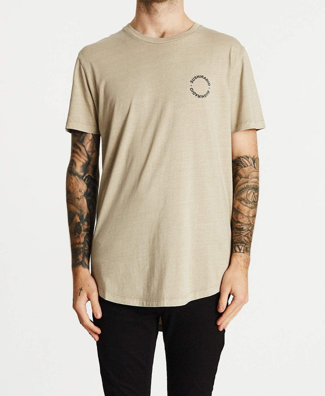 Sushi Radio Caution Dual Curved T-Shirt Pigment Taupe