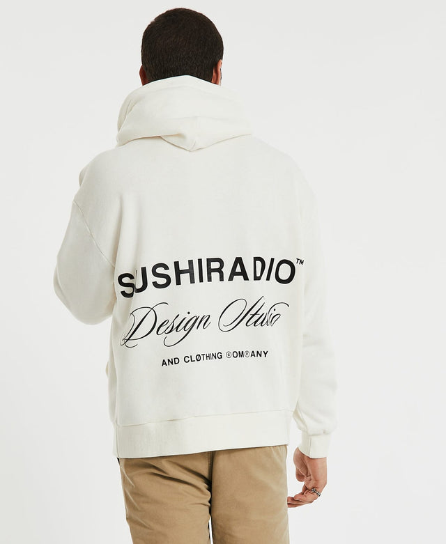 Sushi Radio Dark Studio Relaxed Fit Hoodie Natural White
