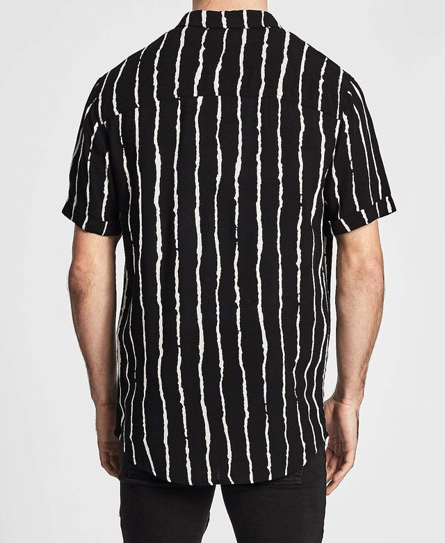Sushi Radio Extinction Short Sleeve Casual Shirt Black/White Stripe