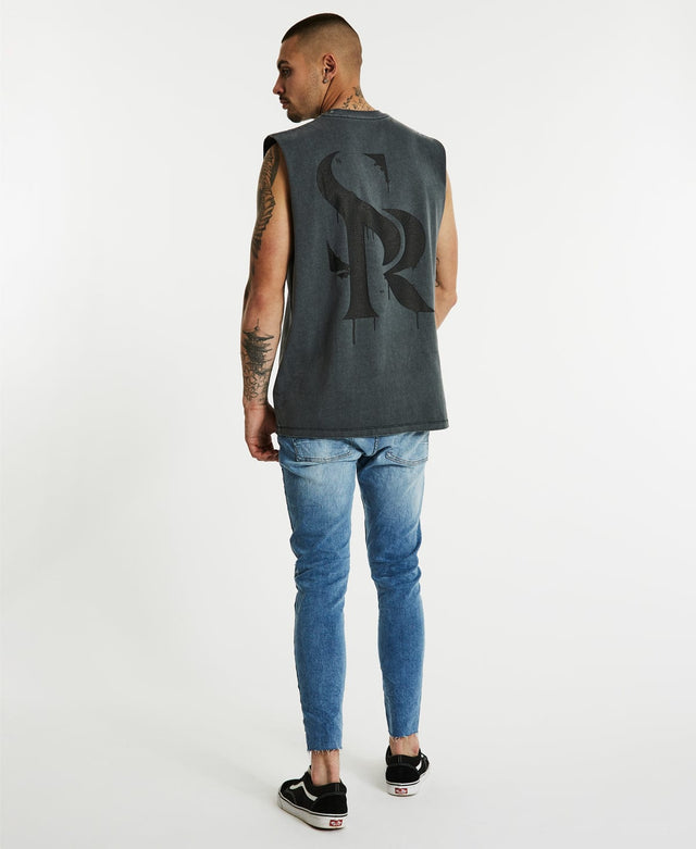 Sushi Radio Thunderstruck Rock Fit Muscle Tee Pigment Charcoal