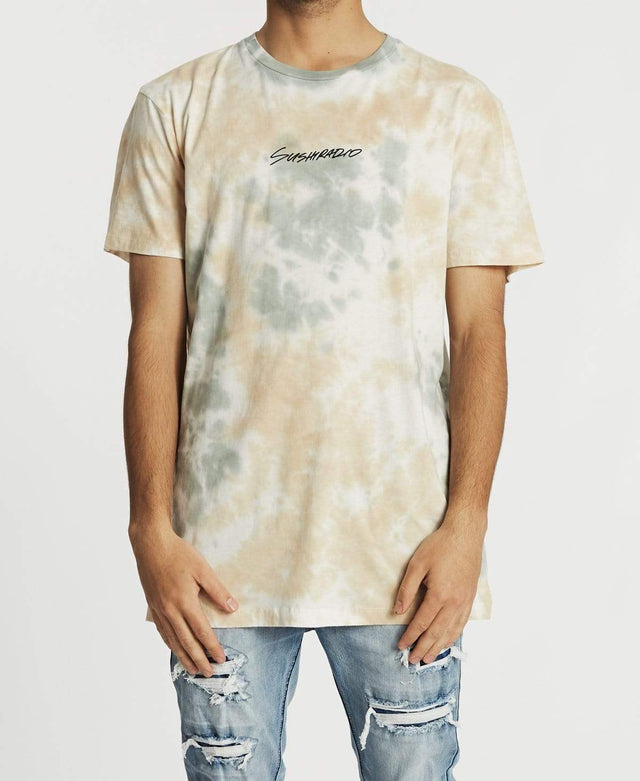 Sushi Radio Vapour Relaxed Tee Tie Dye Sage/Beige