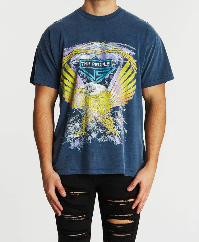 The People Vs Lightning Eagle Vintage T-Shirt Washed Navy