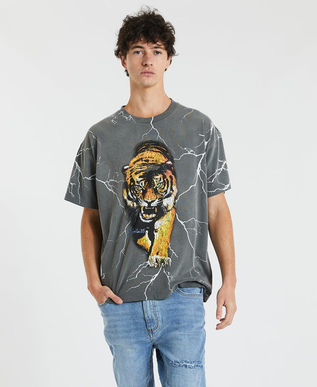 The People Vs Tiger Storm Vintage T-Shirt Smashed Black